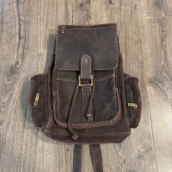 Le Donne Leather Classic Multi-Pocket Backpack Premium Columbian Cowhide Brown - Picture 1 of 14